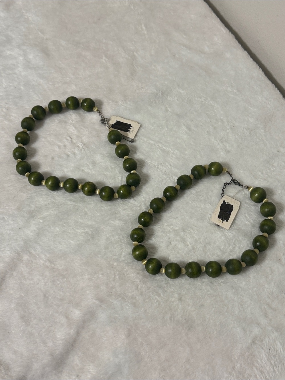 Rebecca Malone Olive Green Beaded Necklace - Set of 2